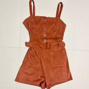 Forever 21 Rust Button-Up Jumpsuit